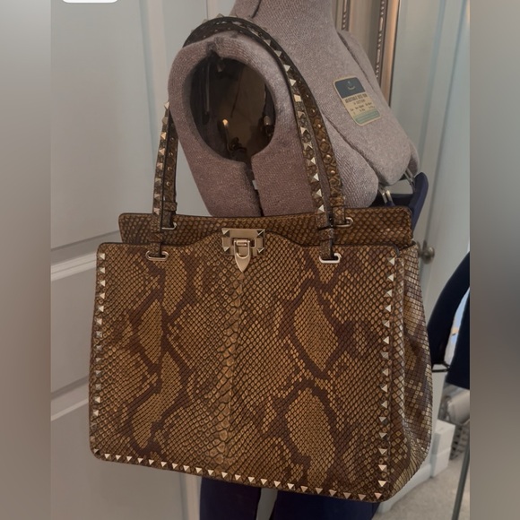Valentino Snakeskin Rockstud tote - Picture 1 of 17